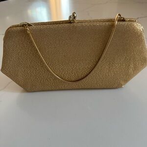 NWOT Vintage Harry Levine Gold Evening Clutch w/ Coin Purse/Strap. Party/Holiday